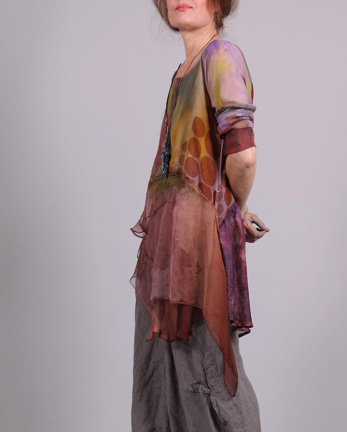 'square the circle' flowing hand-painted tunic