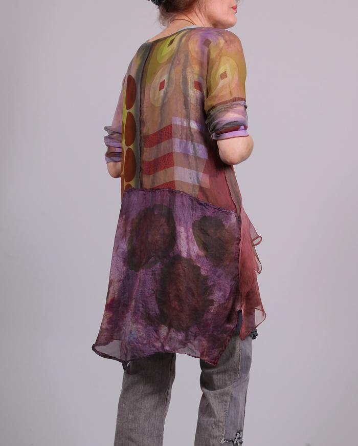 'square the circle' flowing hand-painted tunic