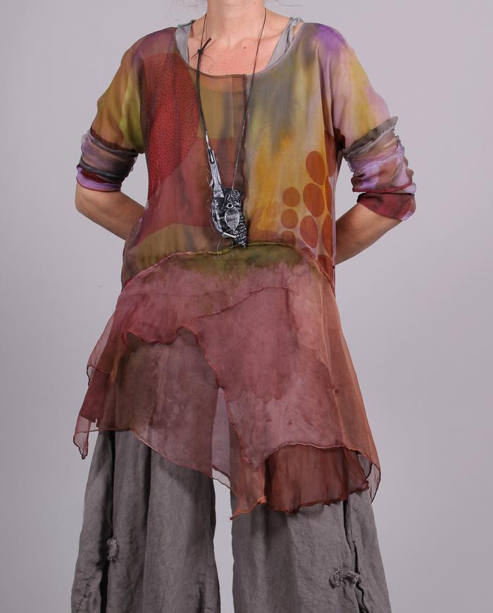 'square the circle' flowing hand-painted tunic