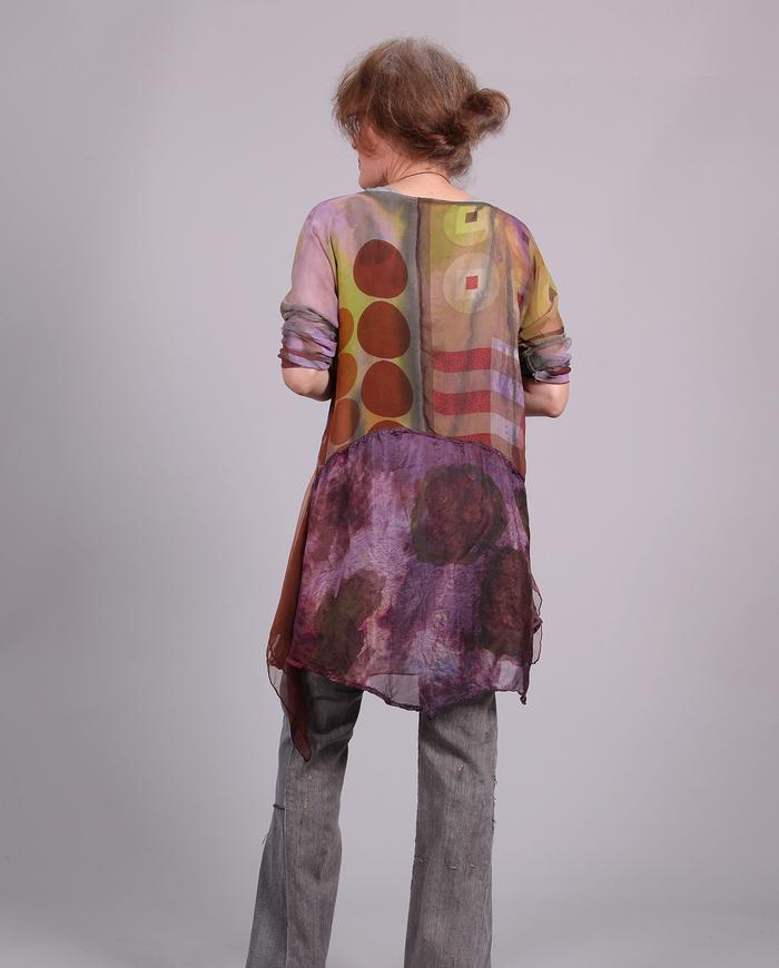 'square the circle' flowing hand-painted tunic