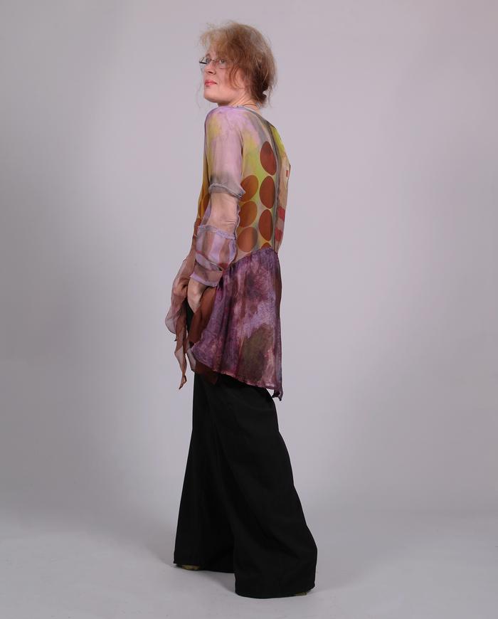 'square the circle' flowing hand-painted tunic