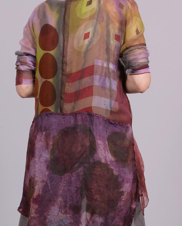 'square the circle' flowing hand-painted tunic