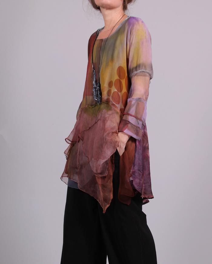 'square the circle' flowing hand-painted tunic