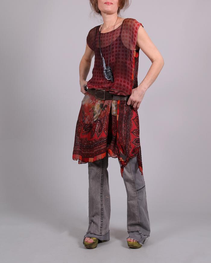 'rising sun' long overlay silk tunic