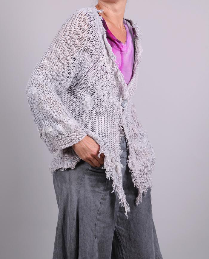 'silver cloud' detailed asymmetrical linen cardigan