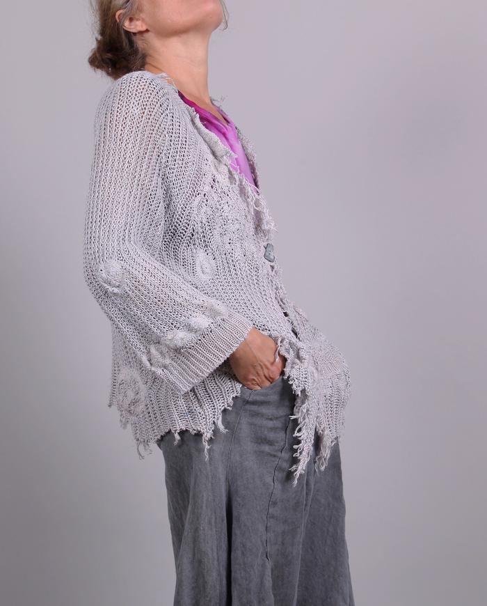 'silver cloud' detailed asymmetrical linen cardigan