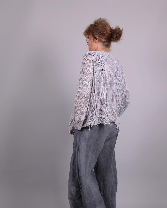 'silver cloud' detailed asymmetrical linen cardigan