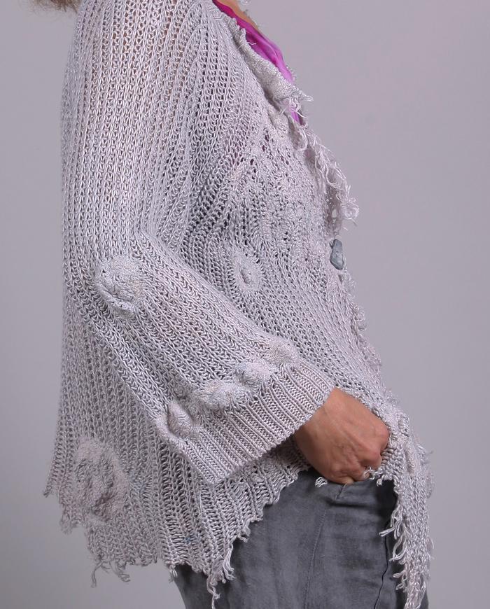'silver cloud' detailed asymmetrical linen cardigan