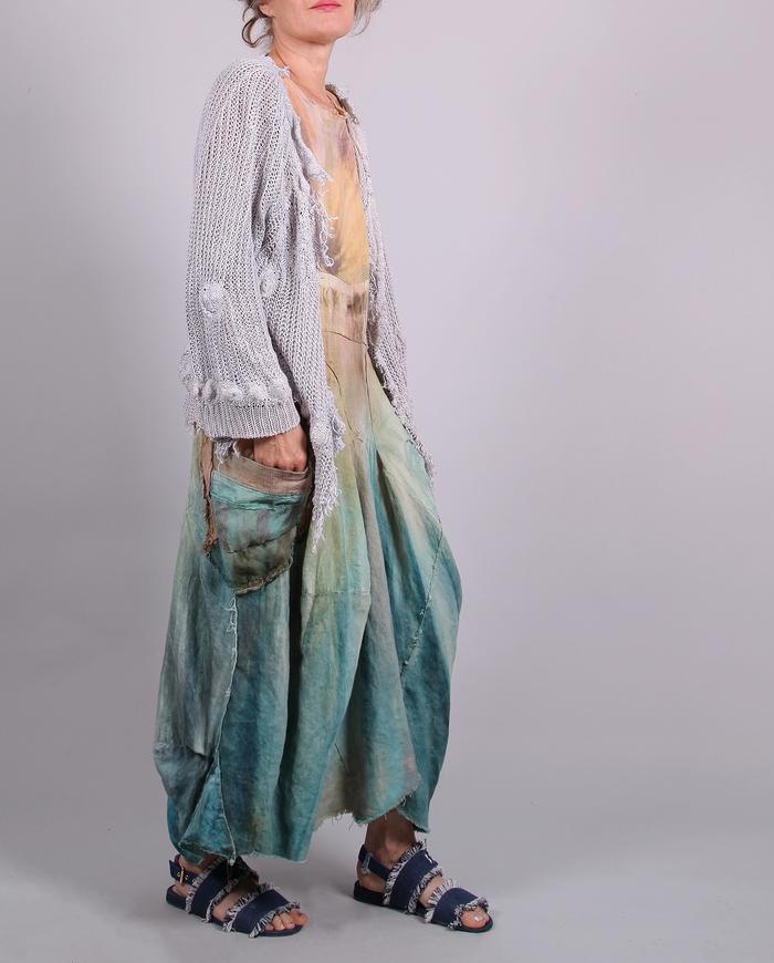 'silver cloud' detailed asymmetrical linen cardigan