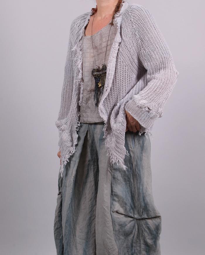 'silver cloud' detailed asymmetrical linen cardigan