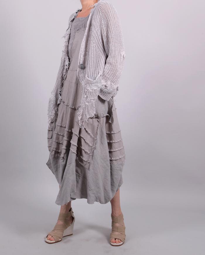 'silver cloud' detailed asymmetrical linen cardigan