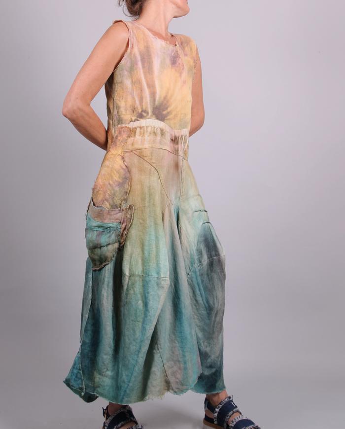 'sunshine over quiet waters' Belgian linen maxi dress