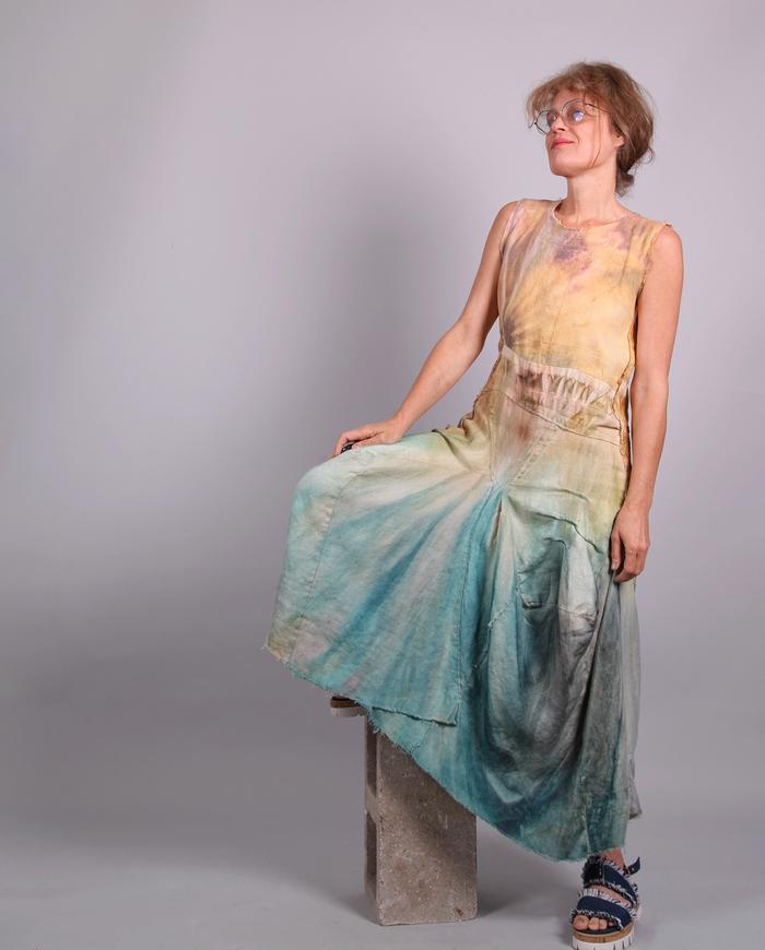 'sunshine over quiet waters' Belgian linen maxi dress