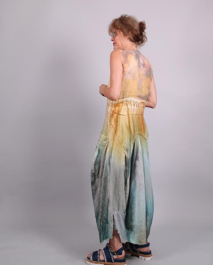 'sunshine over quiet waters' Belgian linen maxi dress