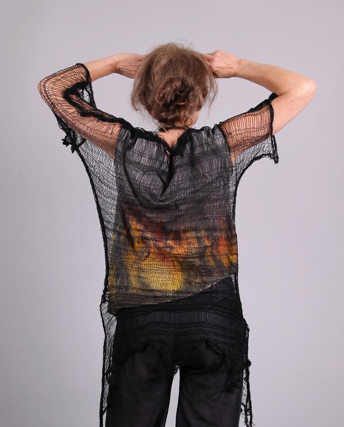 'caught in a web' super fine black silk overlay