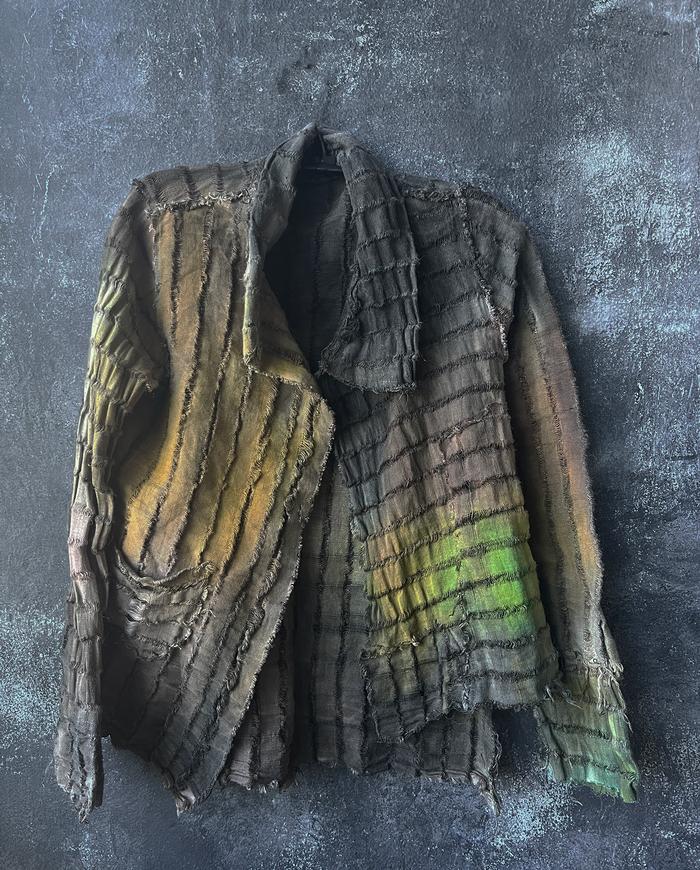 'over the mountains' textured woven linen jacket