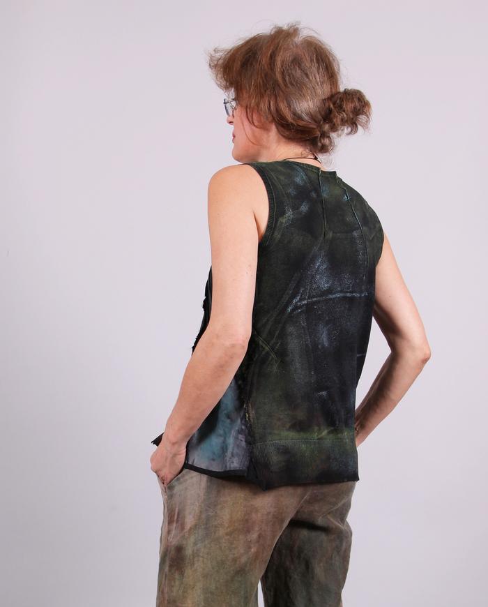 'hidden gems' sculptural mixed fabrics top