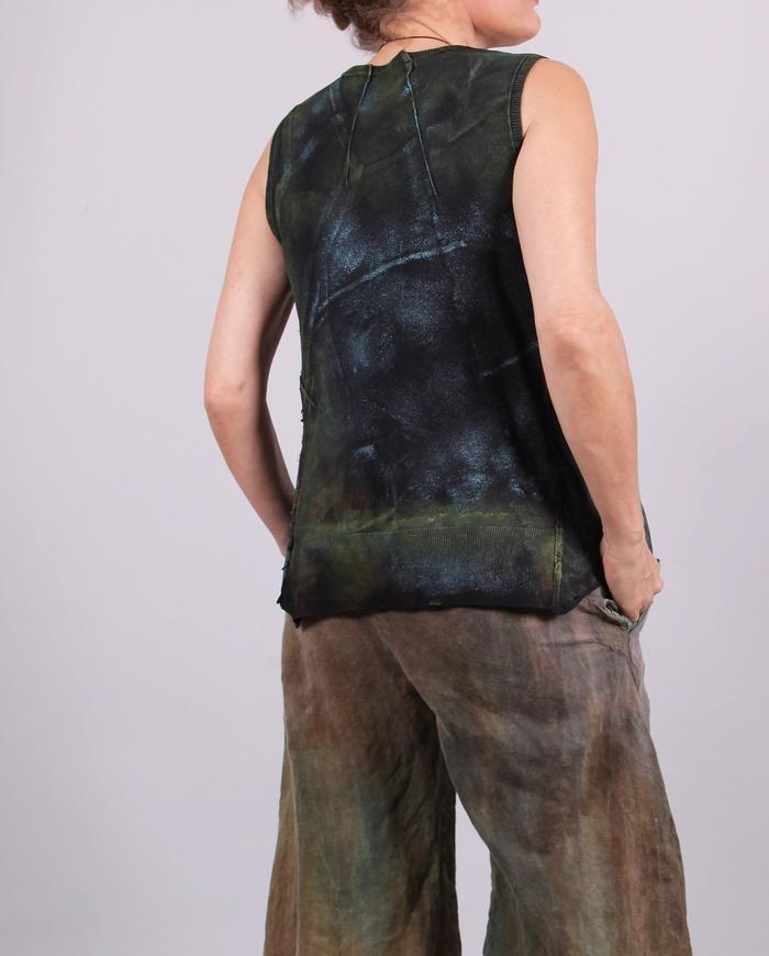 'hidden gems' sculptural mixed fabrics top