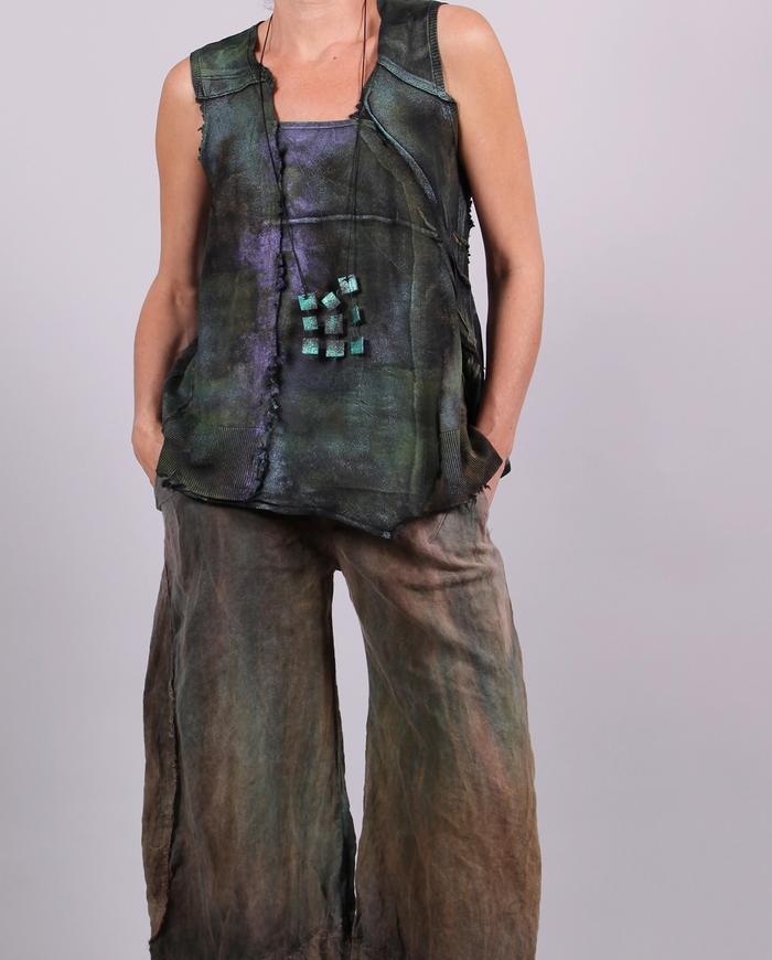 'hidden gems' sculptural mixed fabrics top