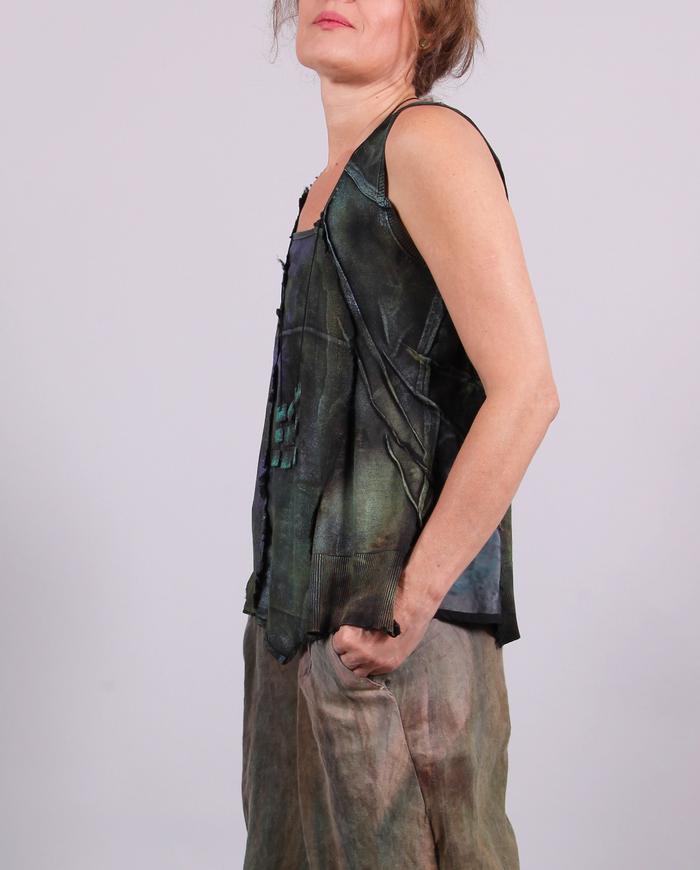 'hidden gems' sculptural mixed fabrics top