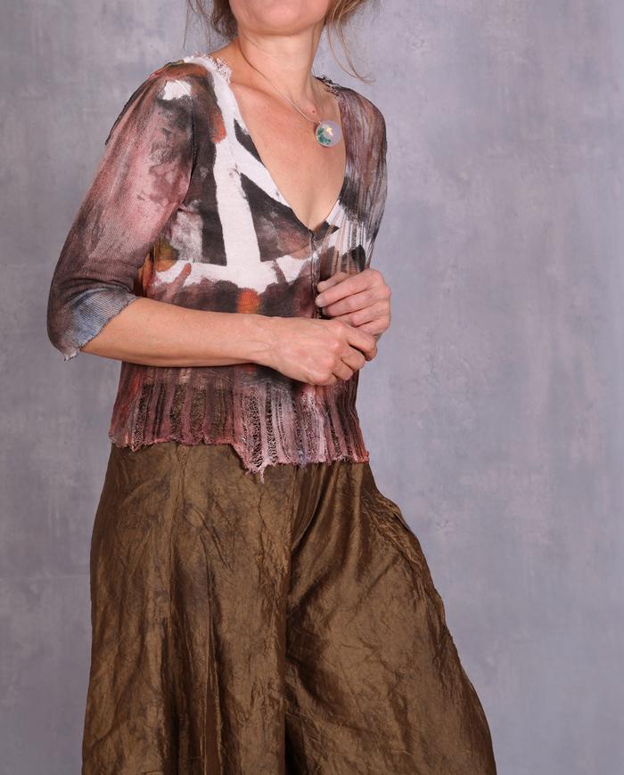 'always half full' cropped wide leg silk pants 