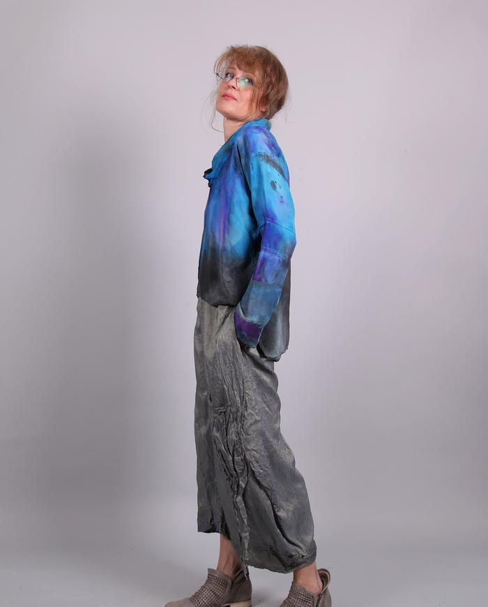 'a super thin slice' silk pants with 3 pockets