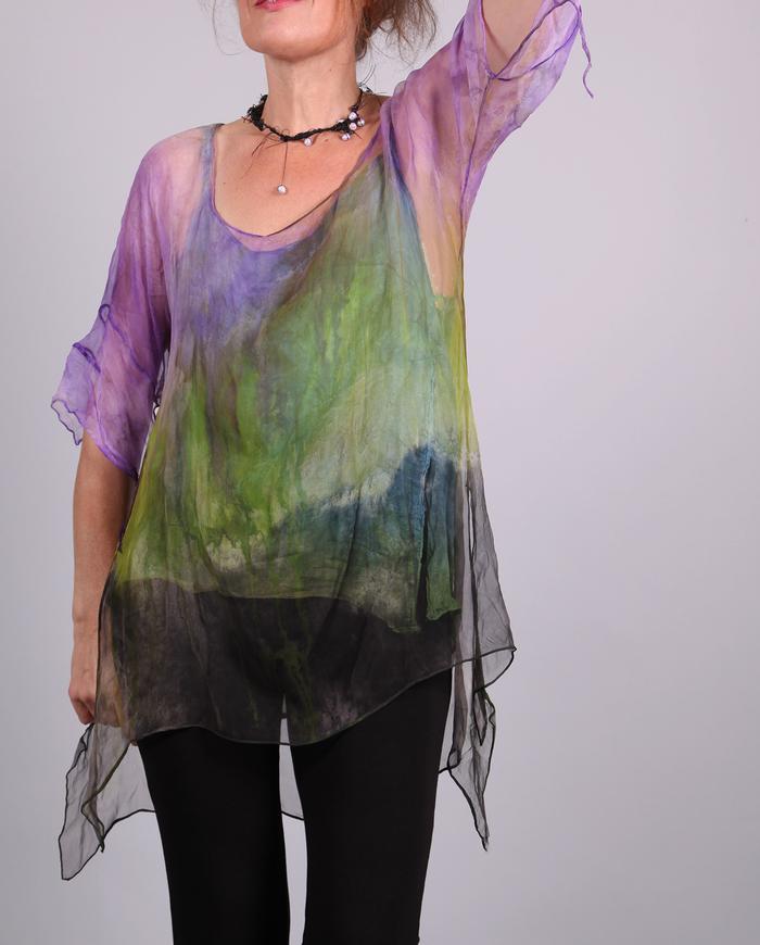 'like air itself' sheer silk overlay top