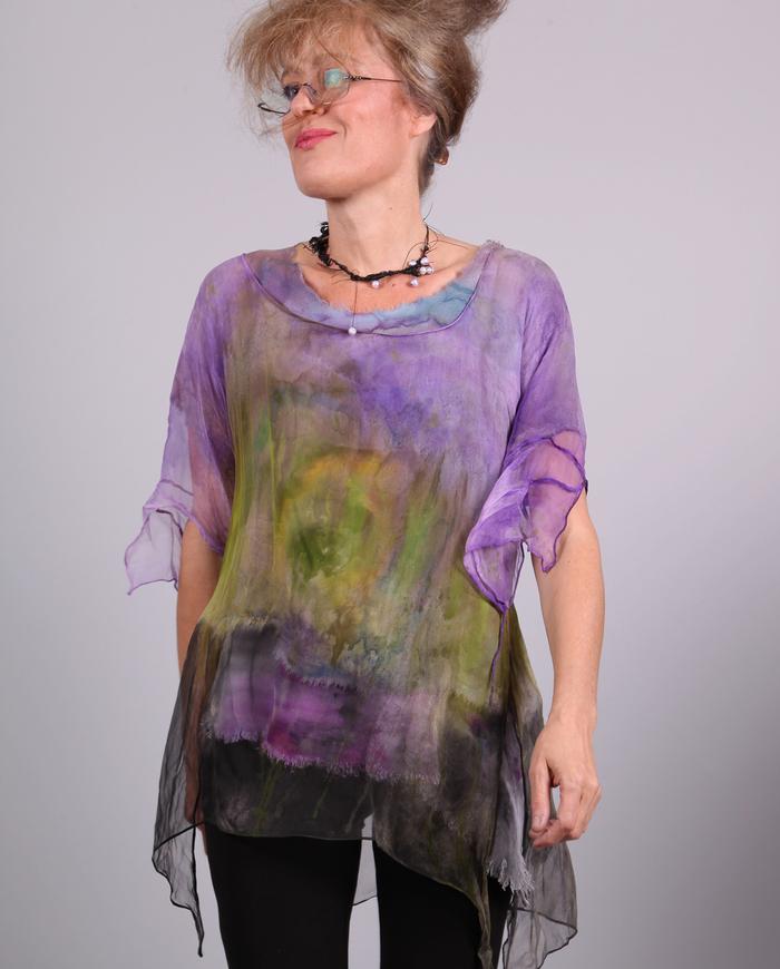 'like air itself' sheer silk overlay top