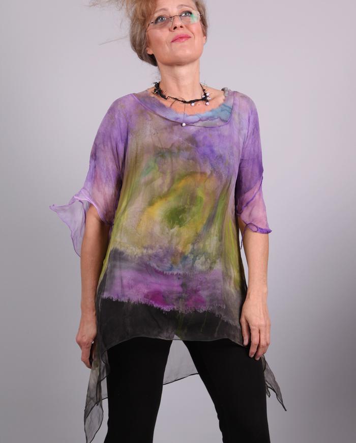 'like air itself' sheer silk overlay top