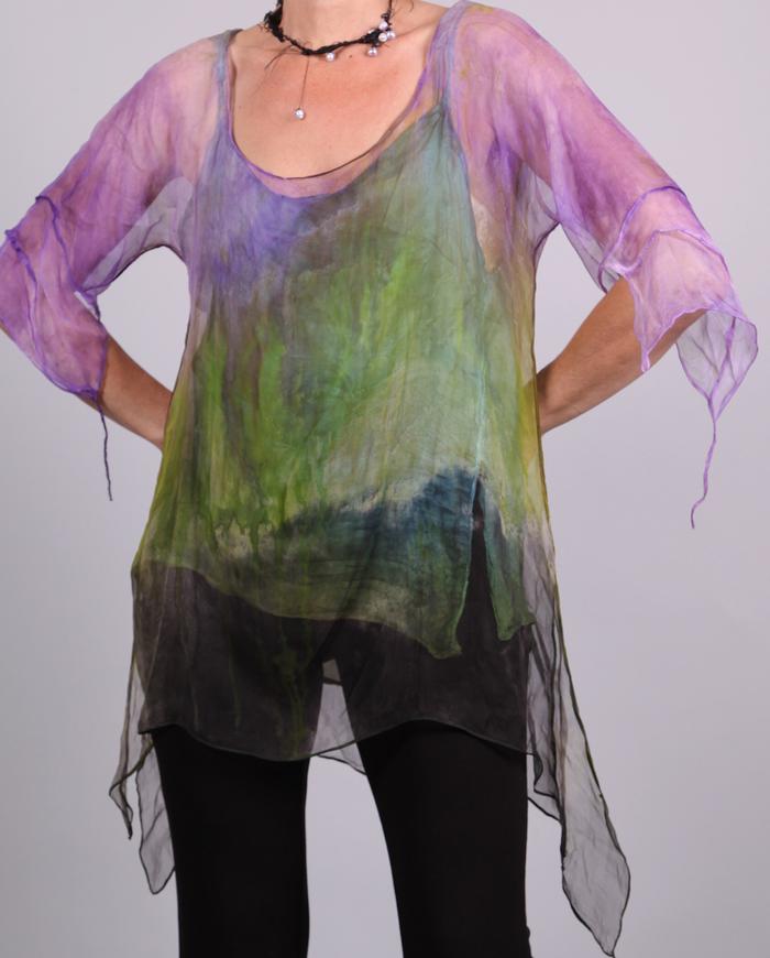 'like air itself' sheer silk overlay top