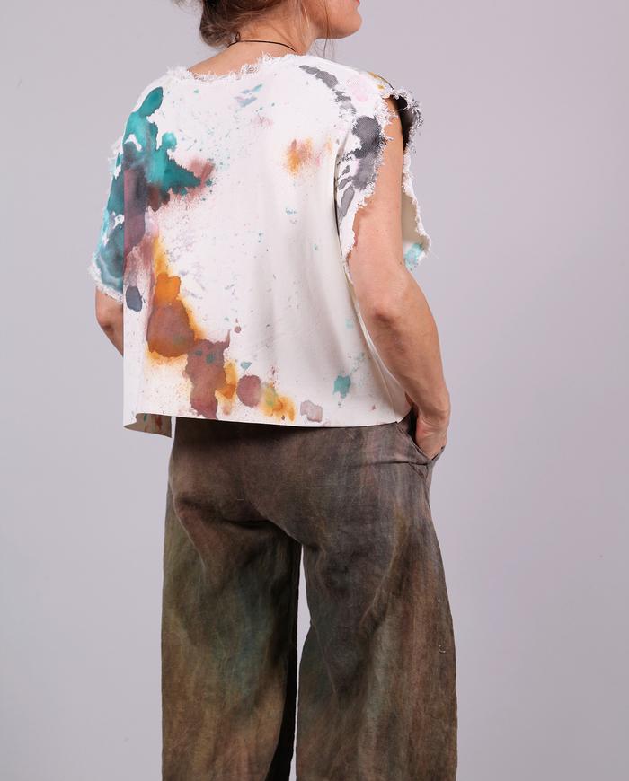 'cutting loose' cropped stretchy knit watercolor top