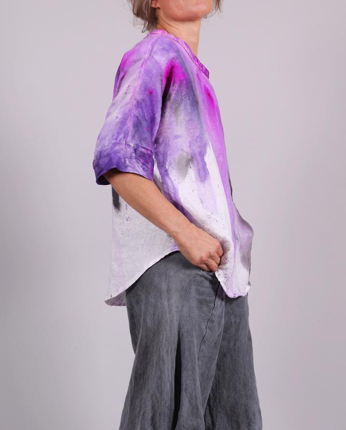 'life is bright' Belgian linen and silk oversized top