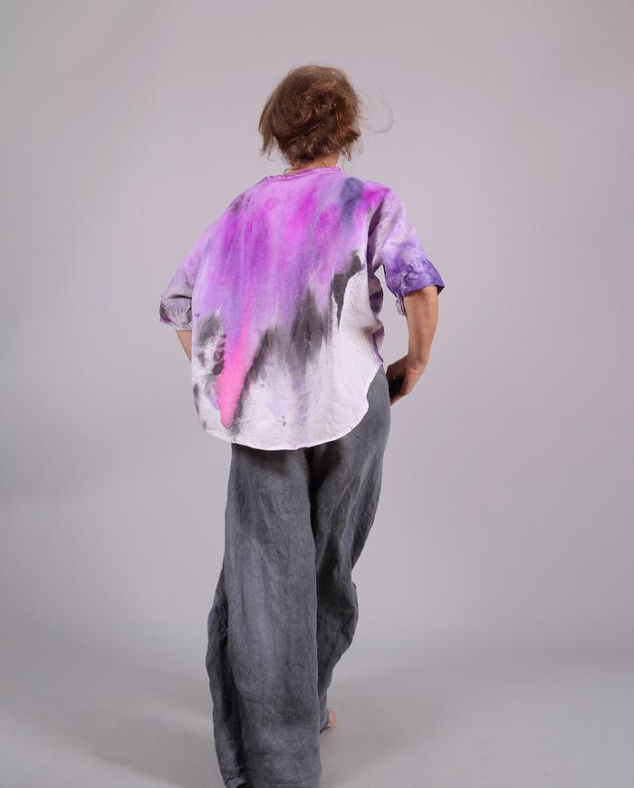 'life is bright' Belgian linen and silk oversized top