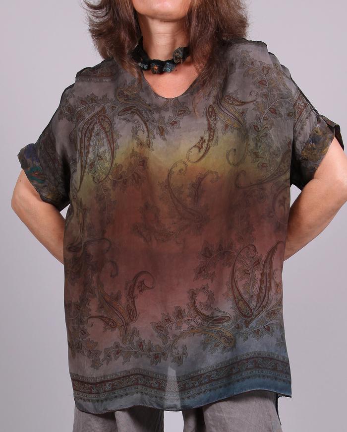 'nebulous horizon' lightweight silk tunic