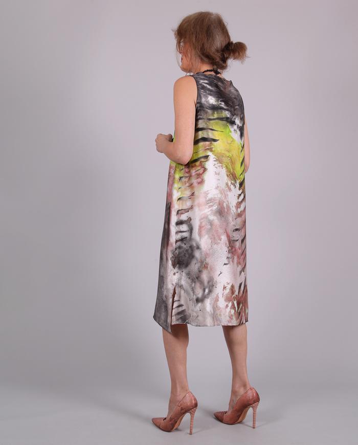 'up and down go the stairs' hand-painted luxury slip dress