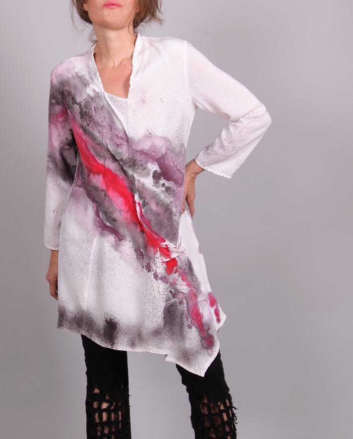 'down a mountain river' silk tunic/mini dress