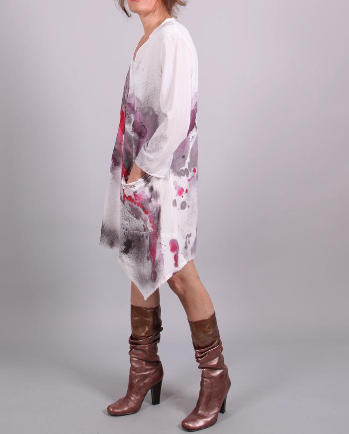 'down a mountain river' silk tunic/mini dress