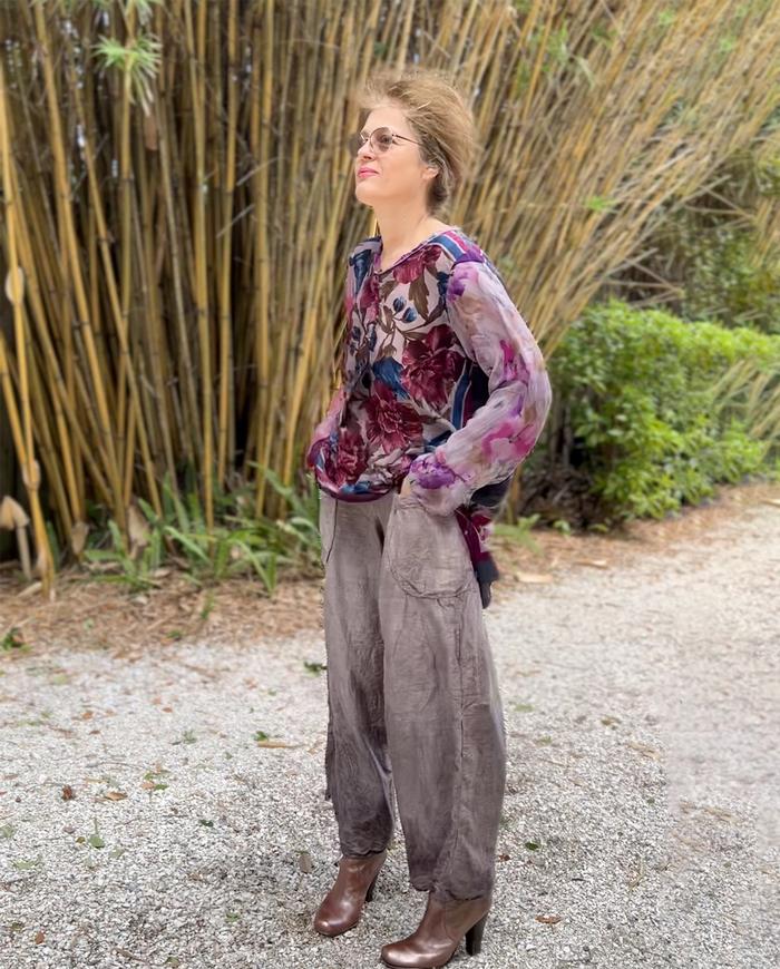 'loose and wild' mauve silk roomy pants