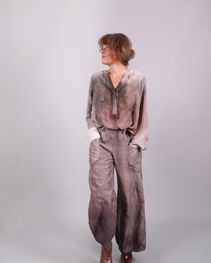 'loose and wild' mauve silk roomy pants