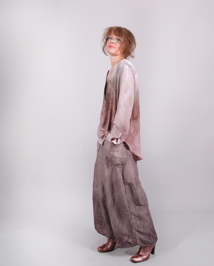 'loose and wild' mauve silk roomy pants