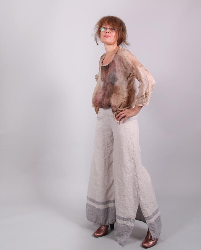 'one step from Riviera' Belgian linen palazzo pants