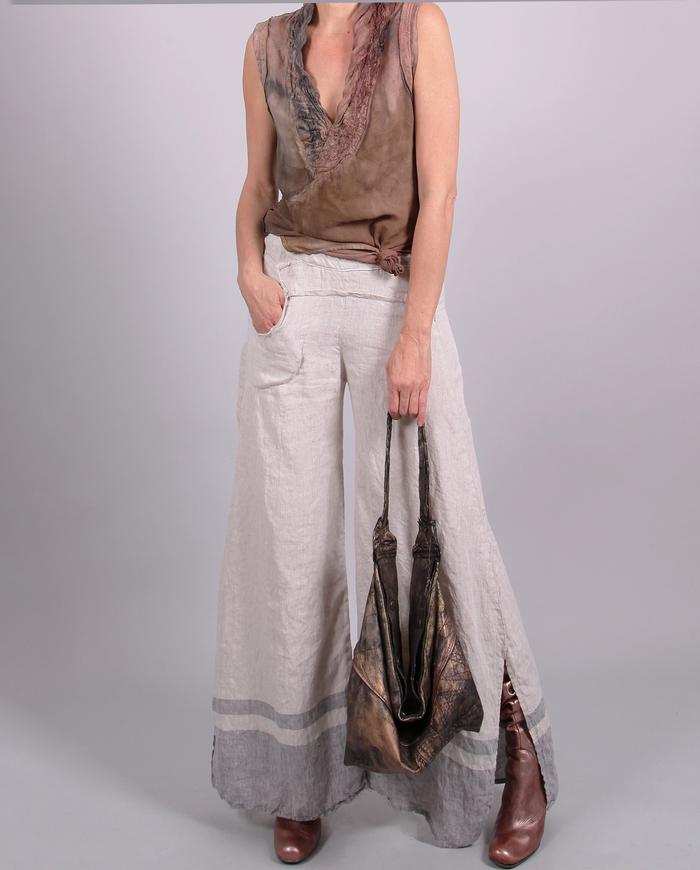 'one step from Riviera' Belgian linen palazzo pants