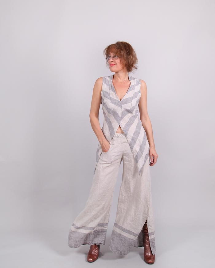 'one step from Riviera' Belgian linen palazzo pants