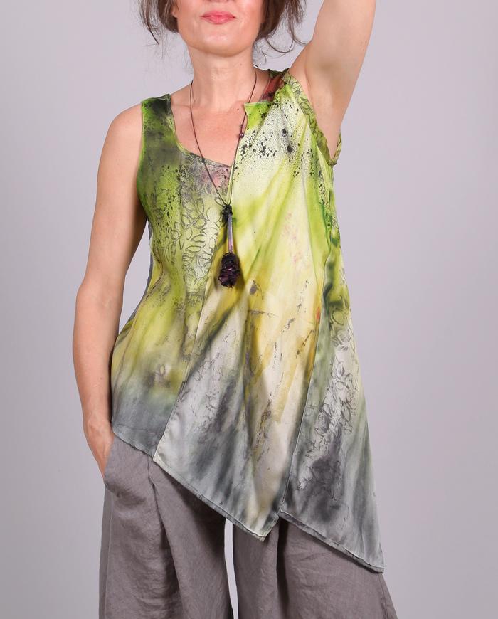 'from the lime tree' asymmetrical silk top