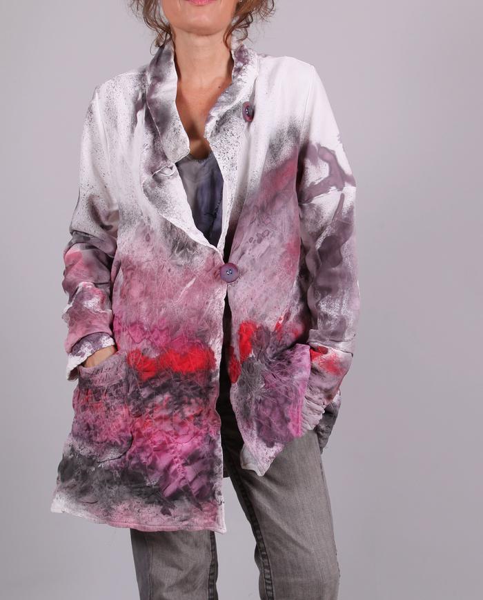 'pebbles and start dust' textured silk jacket