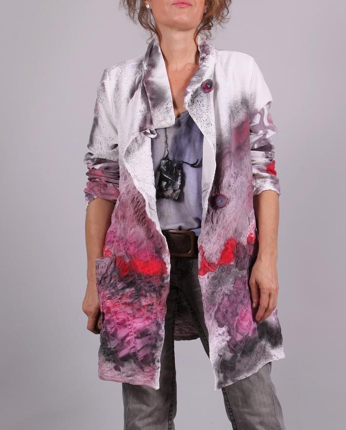 'pebbles and start dust' textured silk jacket