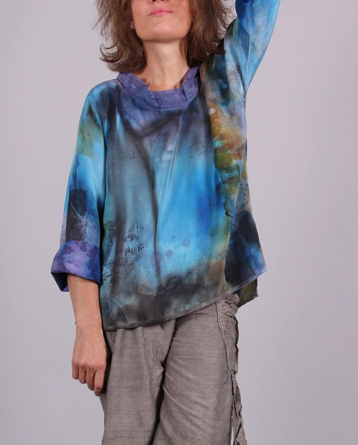 'touching Italian sky' silk crepe reversible top