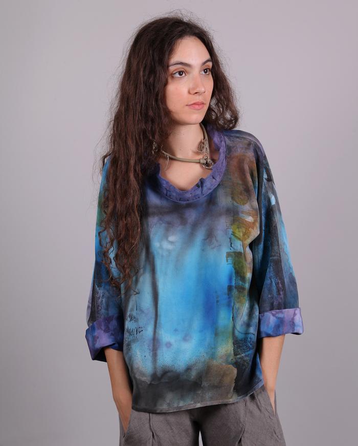 'touching Italian sky' silk crepe reversible top