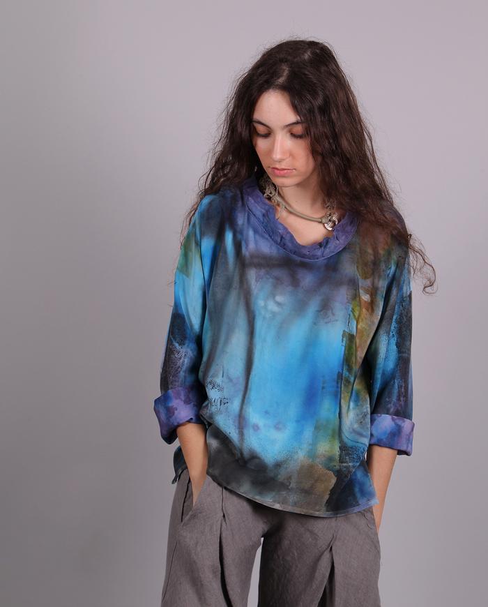 'touching Italian sky' silk crepe reversible top