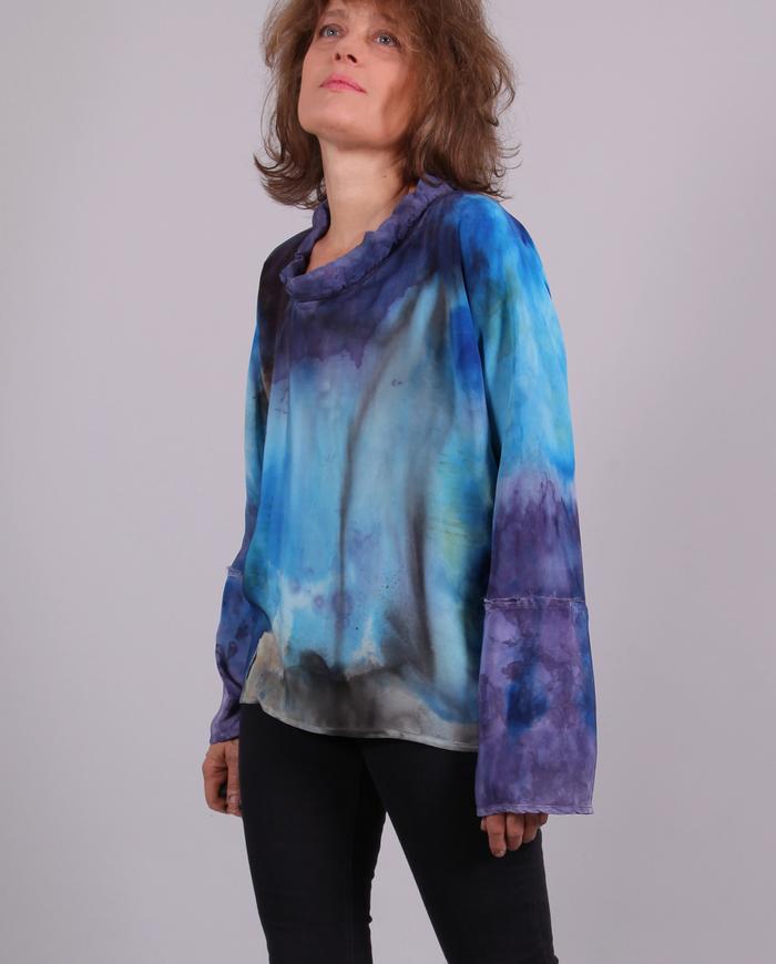 'touching Italian sky' silk crepe reversible top